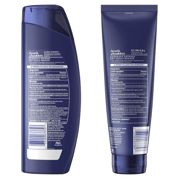 Head & Shoulders Clinical Strength Dandruff Shampoo and Conditioner, Dry Scalp Rescue with Manuka Honey, 13.5 Oz, 9.1 Oz - New Formula