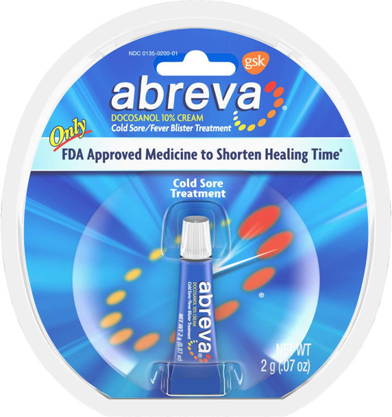 Abreva 10 Percent Docosanol Cold Sore Treatment Treats Your Fever Blister in 2.5 Days  0.07 oz Tube