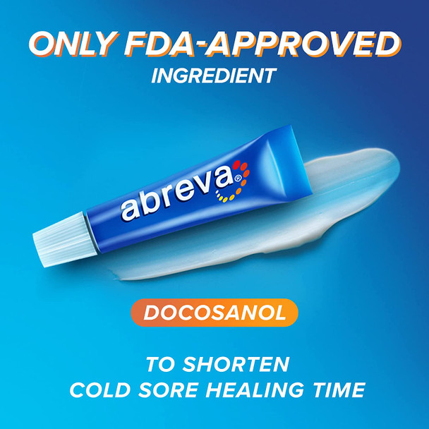 Abreva 10 Percent Docosanol Cold Sore Treatment Treats Your Fever Blister in 2.5 Days  0.07 oz Tube x 2