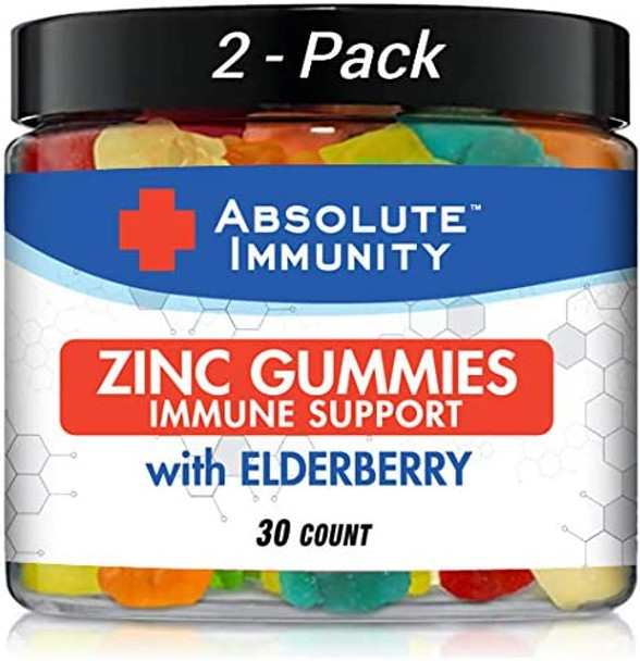 Absolute Immunity ZINC and Elderberry Gummies  Immune System Health  Adults and Kids 30ct. 2 Pack