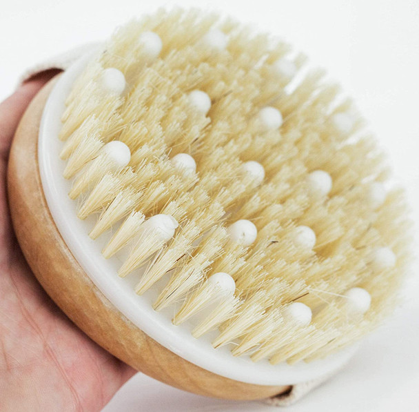 Dry Brushing Body Brush  Round Exfoliating Brush Body Dry Brush for Cellulite and Improved Lymphatic Drainage Massager Back Scrubber for Shower  Body Exfoliator  Loofah Helps Back Acne  Bacne