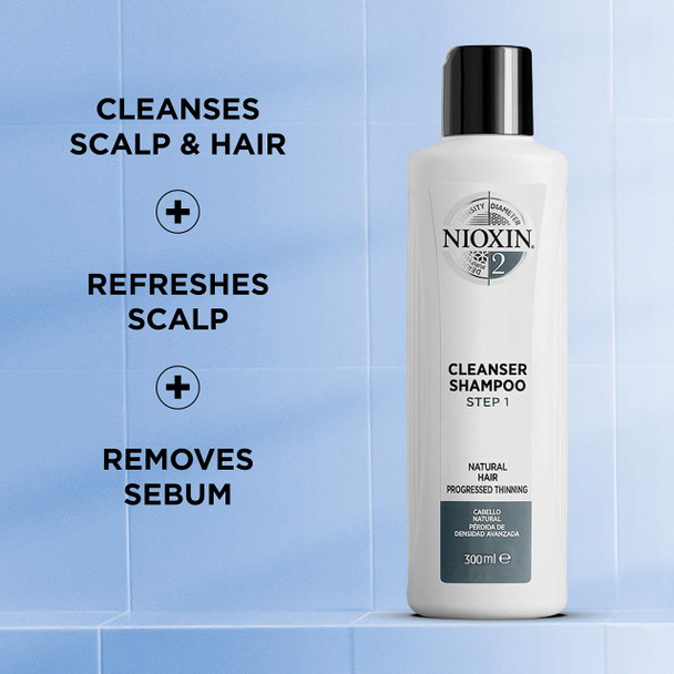 Nioxin Cleanser Shampoo 10.1 oz, System 1-6 with Peppermint Oil for Fine/Natural and Color/Chemically-Treated Hair with Thinning
