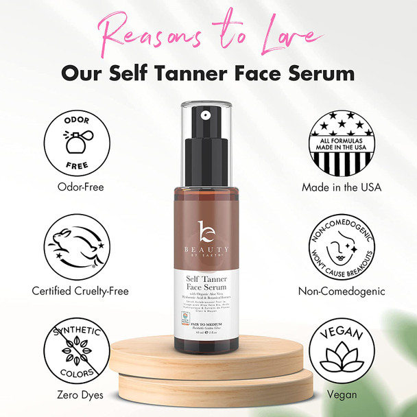 Face Self Tanner Serum  Fair to Medium Sunless Tanner for Face Tanning with Hyaluronic Acid Fake Tan Face Tanner to Self Tan Self Tanning Best Self Tanner Face Bronzer for Natural Looking Face Tan