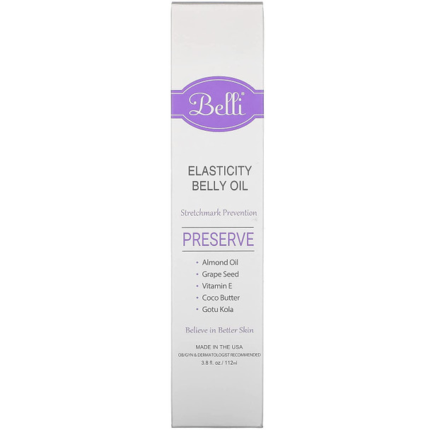 Belli Elasticity Belly Oil  Stretch Mark Protection for Smooth Healthy Skin  OB/GYN and Dermatologist Recommended  3.8 oz.