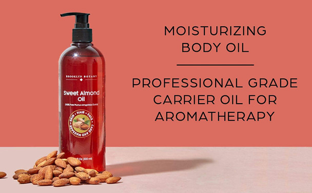 Brooklyn Botany Sweet Almond and Grapeseed Oils for Skin  100 Pure and Cold Pressed  Carrier Oil for Essential Oils Aromatherapy and Massage  Moisturizing Skin Hair and Face  16 fl. Oz
