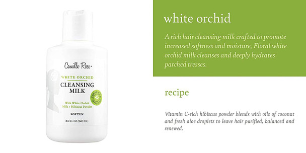 Camille Rose White Orchid Cleansing Milk  Softens  Moisturizes Scalp and Hair 8 fl oz
