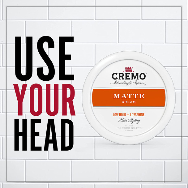Cremo Premium Barber Grade Hair Styling Matte Cream Light Hold Low Shine 4 Oz