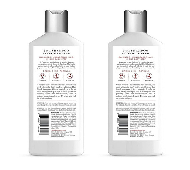 Cremo Barber Grade Bourbon  Oak 2in1 Shampoo  Conditioner 16 Fl Oz 2Pack