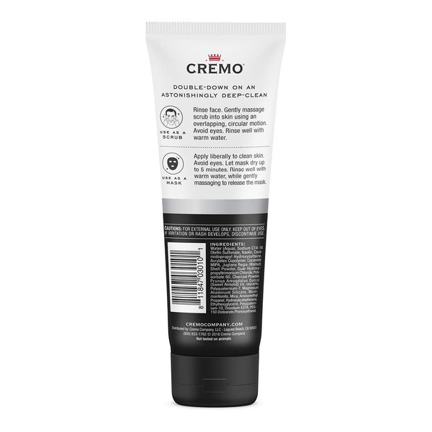 Cremo Detoxifying 2in1 Scrub  Mask Activated Charcoal 4 oz