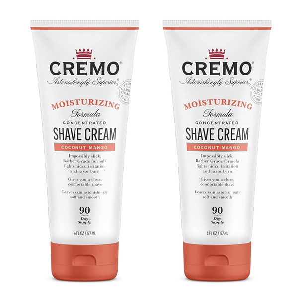 Cremo Coconut Mango Moisturizing Shave Cream Astonishingly Superior UltraSlick Shaving Cream for Women Fights Nicks Cuts and Razor Burn 6 Fl Oz 2 Pack