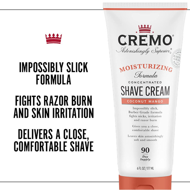 Cremo Coconut Mango Moisturizing Shave Cream Astonishingly Superior UltraSlick Shaving Cream for Women Fights Nicks Cuts and Razor Burn 6 Fl Oz 2 Pack