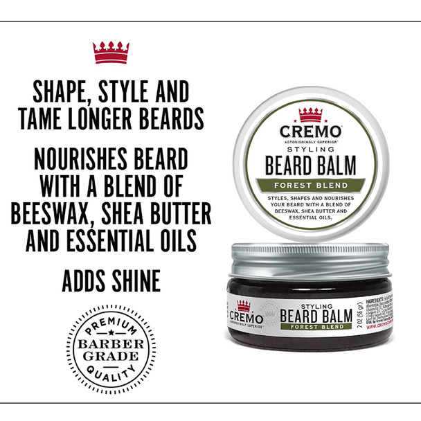 Cremo Styling Beard Balm Forest Blend Nourishes Shapes And Moisturizes All Lengths Of Facial Hair 2 Ounce