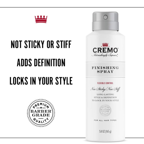 Cremo Barber Grade Hair Finishing Spray Flexible Control Formula 5.8 Ounce