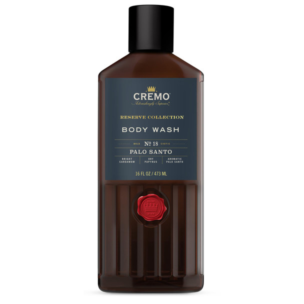 Cremo RichLathering Palo Santo Reserve Collection Body Wash Notes of Bright Cardamom Dry Papyrus and Aromatic Palo Santo 16 Fl Oz