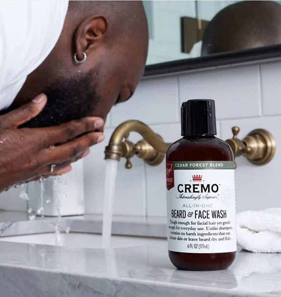 Cremo Cedar Forest AllInOne Beard and Face Wash Specifically Designed To Clean Coarse Facial Hair 6 Fluid Oz