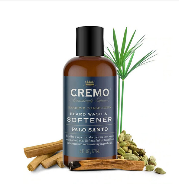 Cremo Palo Santo Reserve Collection Beard Wash  Softener Moisturizes Styles and Reduces Beard Itch for All Lengths of Facial Hair 6 Fluid Oz