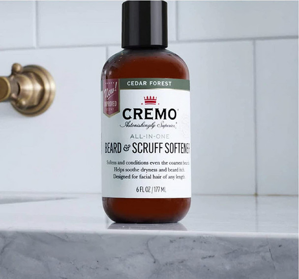 Cremo Cedar Forest Beard  Scruff Softener Softens and Conditions Coarse Facial Hair of all Lengths in Just 30 Seconds 6 Fl Oz.