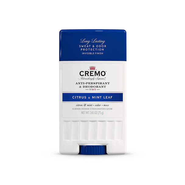 Cremo Citrus  Mint Leaf AntiPerspirant  Deodorant LongLasting Sweat  Odor Protection 2.65 Oz