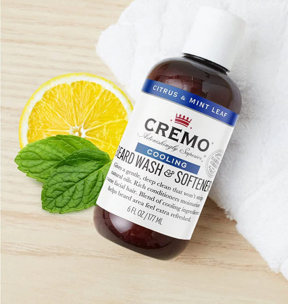 Cremo Citrus Mint Leaf Cooling Beard and Face Wash Specifically Designed to Clean Coarse Facial Hair 6 Fluid Oz