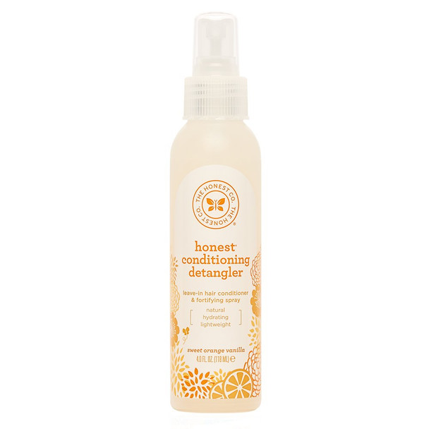 The Honest Company Sweet Orange Vanilla Conditioning Detangler, Lightweight Leave-in Conditioner & Fortifying Spray, Paraben and Synthetic Fragrance Free, Plant-Based, VEGAN, 4 fl oz