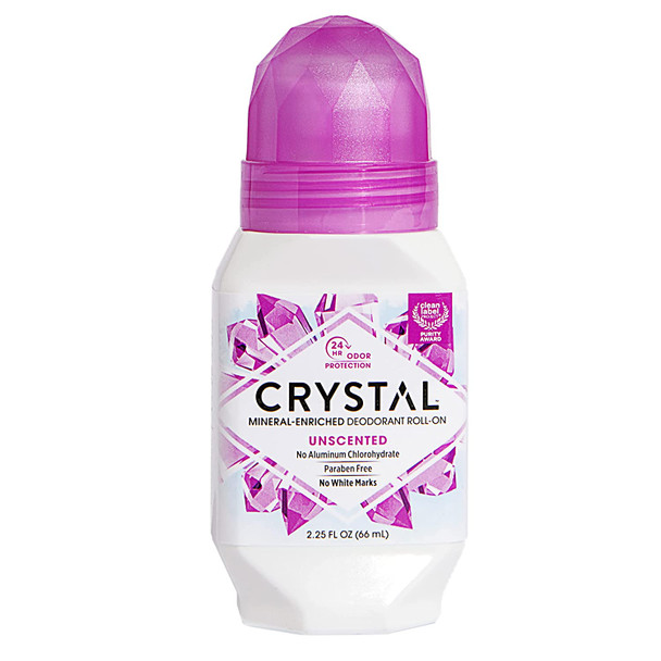 CRYSTAL Mineral Deodorant RollOn Unscented Body Deodorant With 24Hour Odor Protection Aluminum Chloride  Paraben Free 2.25 FL OZ Packaging May Vary
