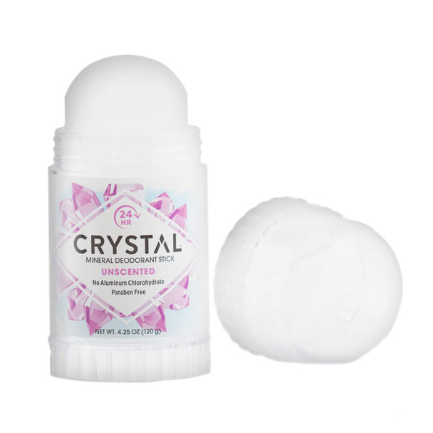 CRYSTAL Mineral Deodorant Stick Unscented Body Deodorant With 24Hour Odor Protection NonStaining  NonSticky Travel Deodorant Aluminium Chloride  Paraben Free 4.25 Ounce Pack of 2