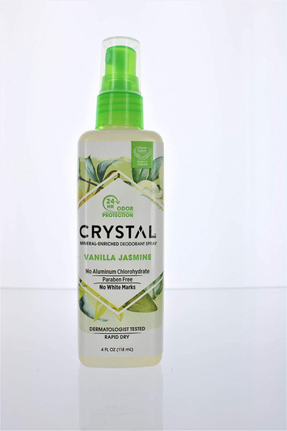 Crystal Deodorant Spray 4 Ounce Vanilla Jasmine 118ml Pack of 3