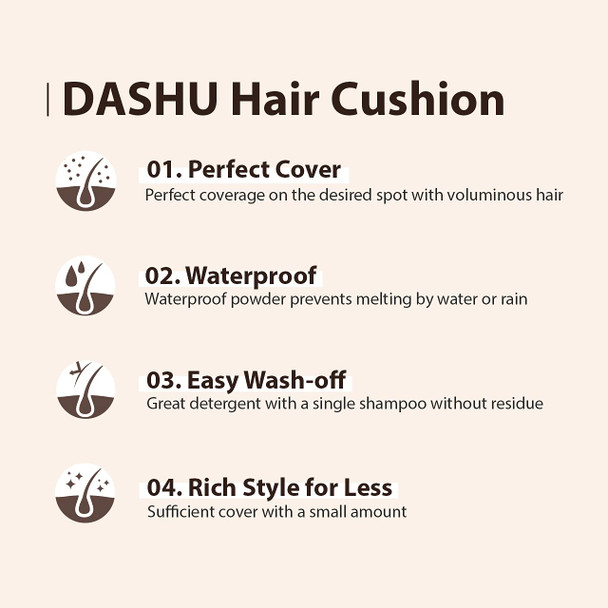 DASHU Daily AntiHair Loss Hair Cushion Natural Black .92oz  Thick  Full Looking Hair Safe from Sweating  Raining