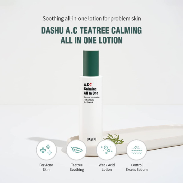 DASHU A.C Teatree Calming All in One Lotion 6.08fl oz  Face moisturizer Sensitive Skin Lightweight