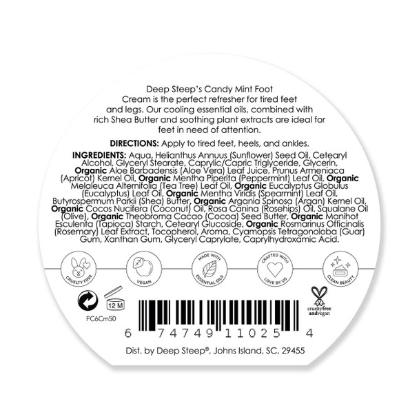 DEEP STEEP Candy Mint Foot Cream 6 OZ