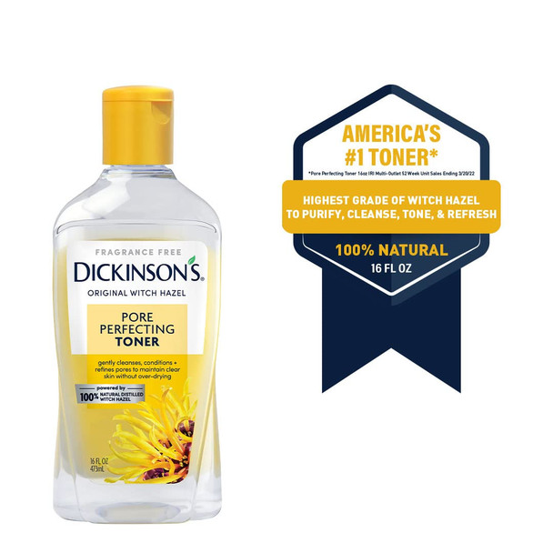 Dickinsons Original Witch Hazel Pore Perfecting Toner 100 Natural 16 Ounce Fragrance free