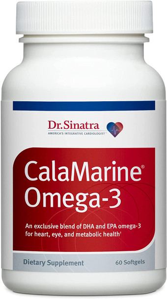 Dr. Sinatra Clinical Grade CalaMarine Omega3 Supplement with DHA and EPA for Brain Heart and Eye Health 60 softgels