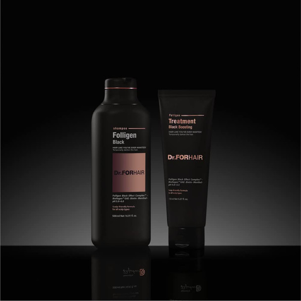 Dr.FORHAIR Folligen Black Shampoo  Folligen Black Boosting Treatment  Folligen Black Effect Complex  Gradually Darken the Hair  Help Alleviate Hair loss Symptoms