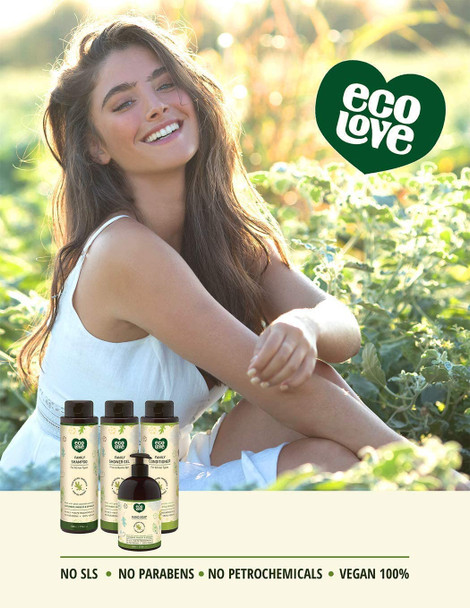 ecoLove Organic Vegan Cucumber Spinach Parsley Moisturizing Body Wash and Hand Soap Bundle