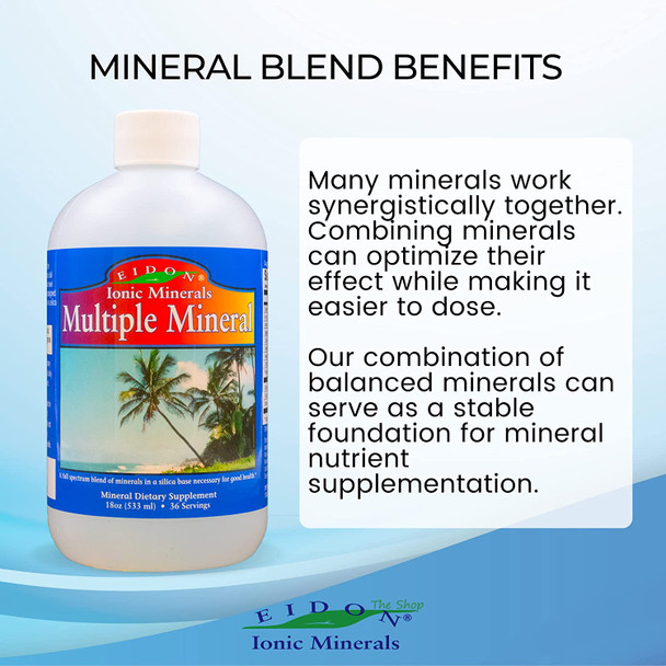 Eidon Multiple Minerals Supplement  Minerals for Water Liquid Vitamins AllNatural Bioavailable Ionic Vegan GlutenFree No Additives or Preservatives  18 Ounce Bottle