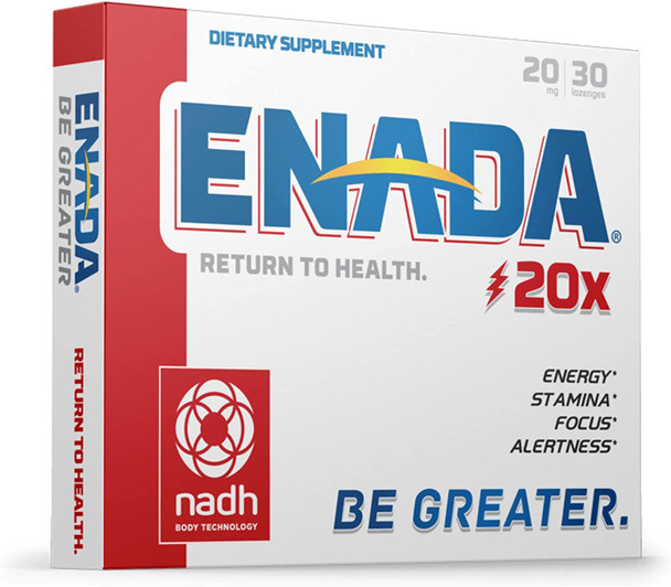 ENADA 20 x NADH Supplement  Boost Energy Mental Focus Stamina  Support Fatigue Cell Regenerator  20mg NADH 30 Lozenges 1 per serving  Natural Energy Supplements for Women and Men