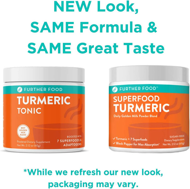 Further Food Superfood Turmeric Golden Milk Powder Boosted with 7 Superfoods  Adaptogens  PlantBased Sugar NonGMO 90 Servings