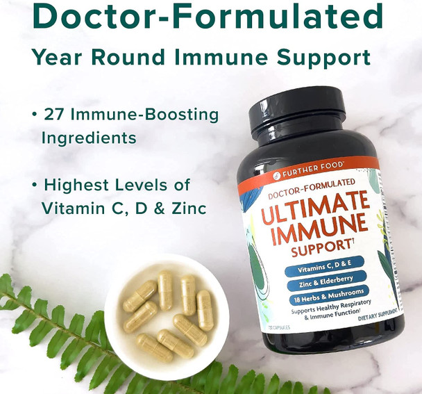 Ultimate Immune Support Vitamin C D E and Zinc  Natural Immunity Booster Multivitamin Herbal Supplement Elderberry  Echinacea Daily Immune Defense  Antioxidant Support.