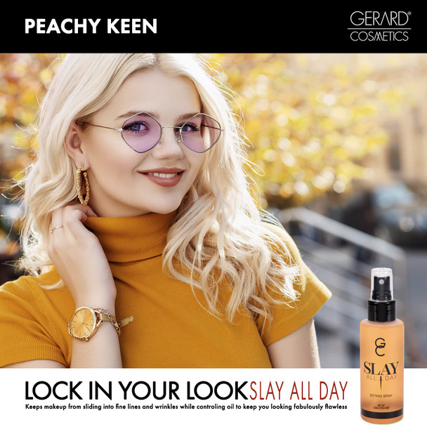 Gerard Cosmetics Slay All Day Makeup Setting Spray  Peach Scented  Matte Finish with Oil Control  Cruelty  Long Lasting Finishing Spray 3.38oz 100ml