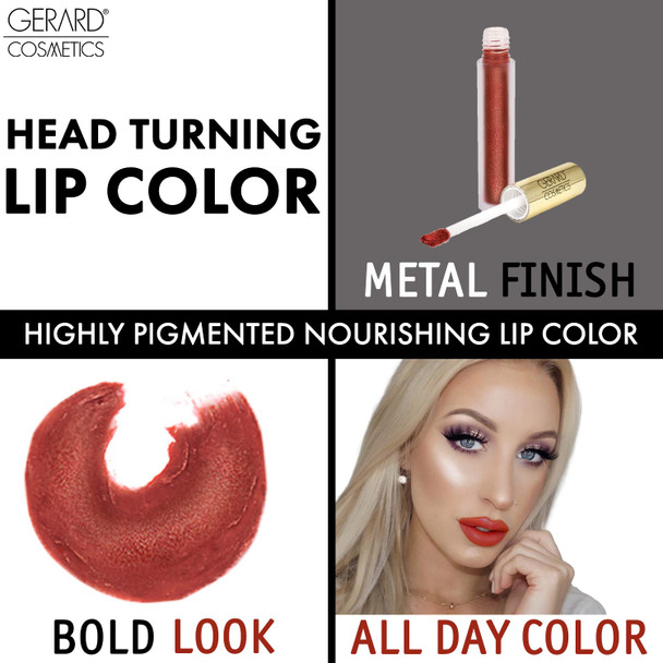 Gerard Cosmetics Metal Matte Liquid Lipstick  Gives Captivating Metallic Sheen to Lips  Does Not Crack or Flake Off  Light LongLasting and Comfortable Formula  Cherry Bomb  0.64 oz
