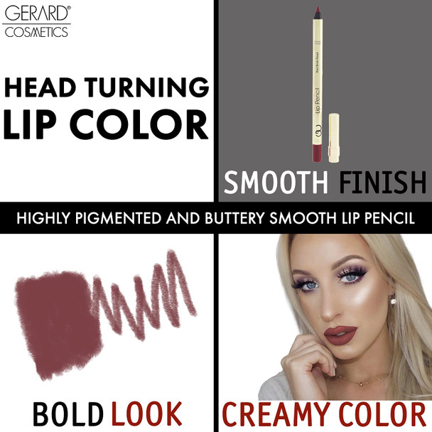 Gerard Cosmetics Lip Pencil  Adds Depth to Neutral Colors  Enhances Lip Shape and Prevents Lipstick Feathering and Smudging  Applies Smooth and Stays Put All Day  Red Brick Road  0.04 oz