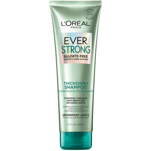 L'Oreal Paris Hair Care EverStrong Thickening Sulfate Free Shampoo, Thickens + Strengthens, For Thin, Fragile Hair, with Rosemary Leaf, 8.5 Ounces (Packaging May Vary)