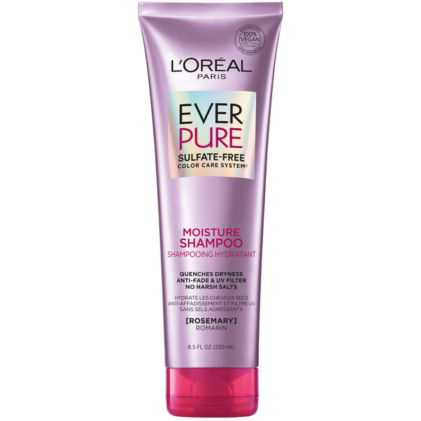 L'Oreal Paris EverPure Moisture Sulfate Free Shampoo for Color-Treated Hair, Rosemary, 8.5 Fl; Oz (Packaging May Vary)