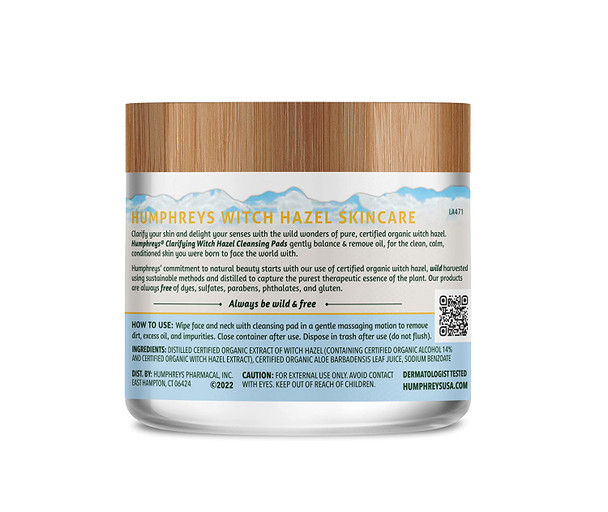 Humphreys Clarifying Witch Hazel Cleansing Pads Fragrance  Clear