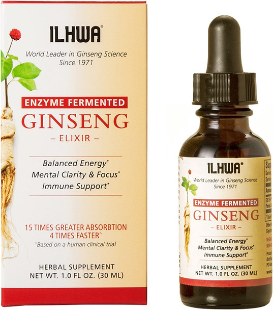 ILHWA Fermented Panax Korean Ginseng Liquid Extract  Highest Efficacy Ginseng 12 Ginsenoside 23 time More Ginsenosides Than Red Panax Ginseng  4 Pack of 1 Ounce 30 Milliliter 60 Servings