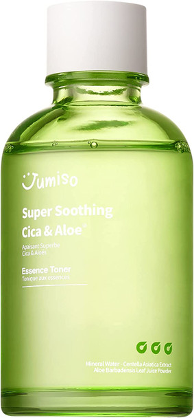 JUMISO Super Soothing CICA  Aloe Essence Toner 4.23 fl. oz / 125ml  Korean Hydrating Facial Toner for Calming Moisturizing Soothing  Vegan Centella  Aloe Extract EWG Green