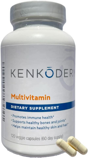 Kenkoderm Multivitamin for Psoriasis  Omega 3  Vitamin D  Glucosamine Chondroitin  Collagen  Vitamin A  Folic Acid  MSM  120 Veggie Capsules  60 Day Supply