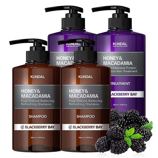 KUNDAL Shampoo and Conditioner BULK SET for Repairing Dry Damaged hair with Argan Oil Blackberry Bay Sulfate Free  Paraben Free 4 bottles