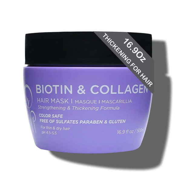 Luseta Biotin Collagen Hair Mask for Dry  Damaged Hair 16.9 Oz Strengthening  Thickening Treatment for Hair Growth Deep Conditioning Hair Treatment