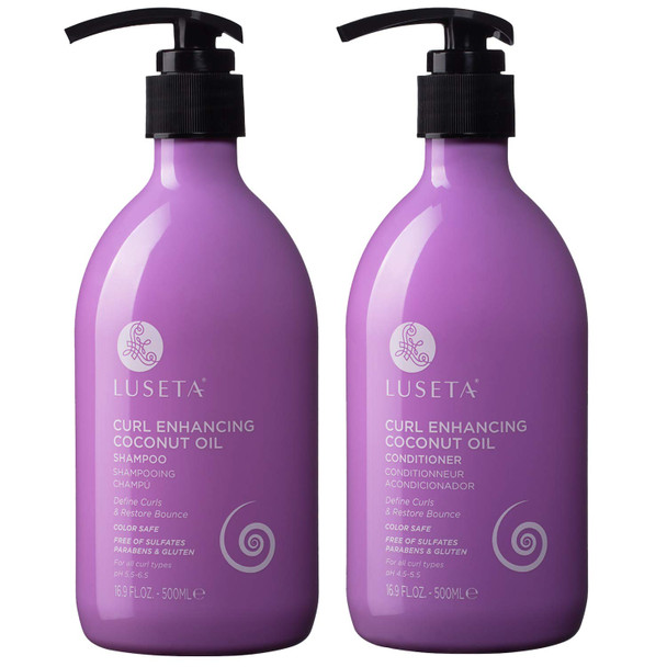 Luseta Curl Enhancing Coconut Oil Shampoo  Conditioner SetUnlimited Bounce and Definition Reduce Frizz and Repair Dry Hair for All Curl Types Sulfate  Paraben Free 2 x 16.9oz